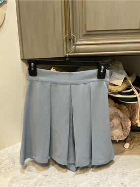 Zara Light Blue Pleated Skort With Bow